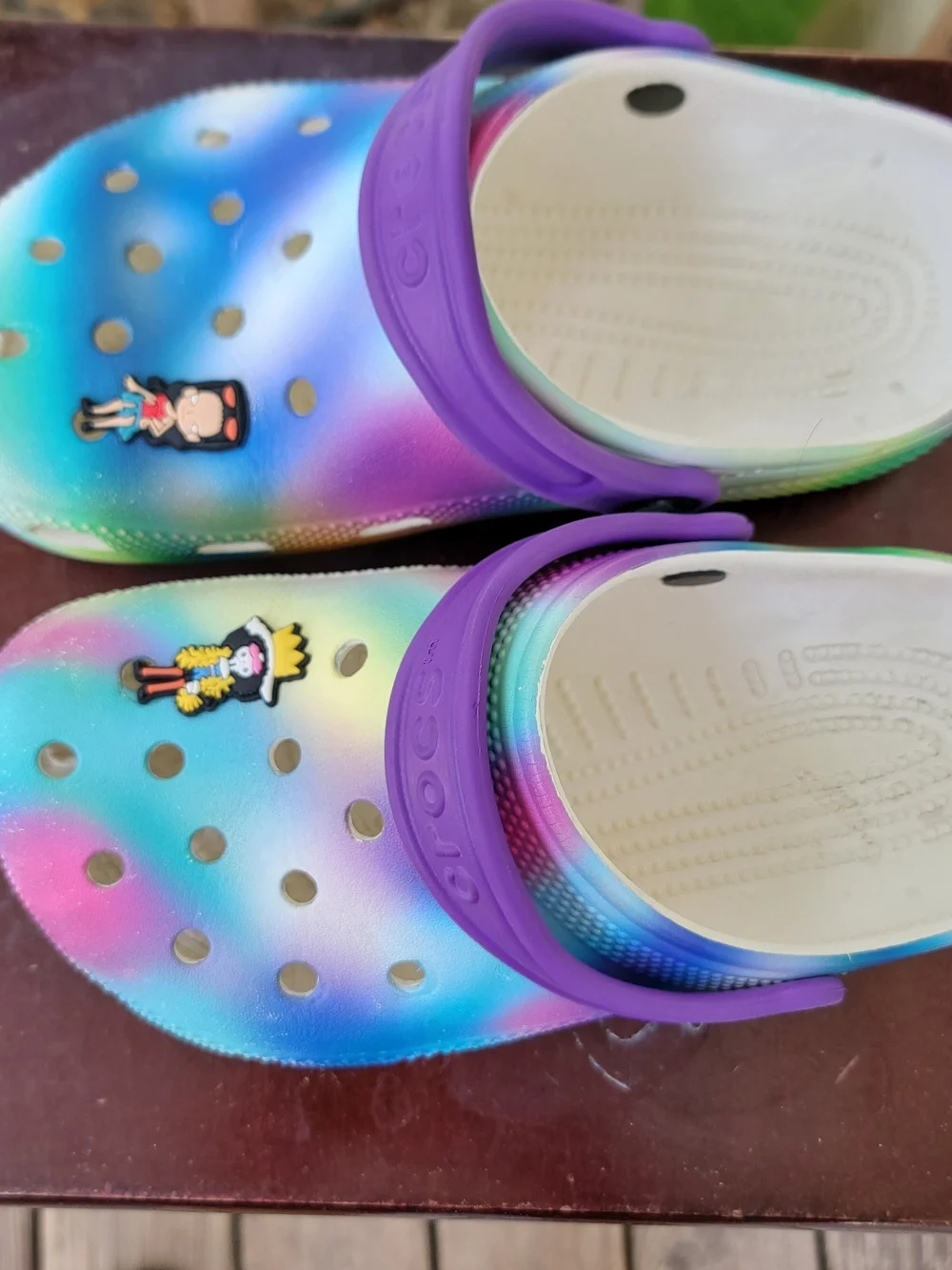 CROCS Kids Tie-Dye Pastel Clog with Purple Strap